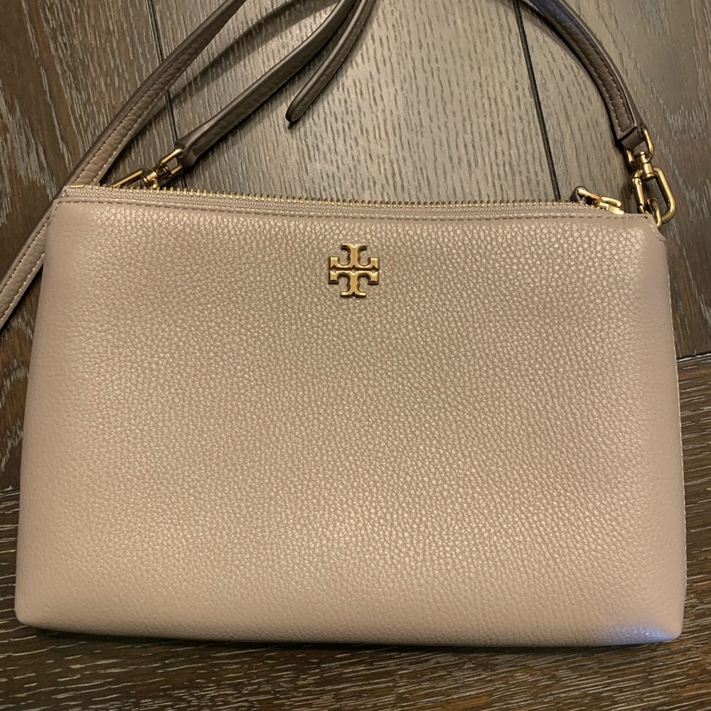 Tory Burch Kira Pebbled Leather Top Zip Crossbody